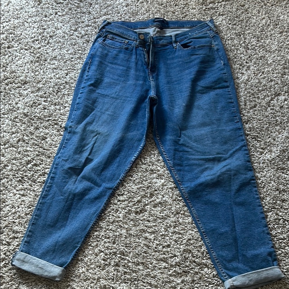Calvin Klein Blue Boyfriend Jeans with Rolled Hems